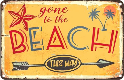 Schild Zum Strand Gegangen Metallschild Retro Wanddeko Für Küche Draußen Carport Innenbereich S von Generic