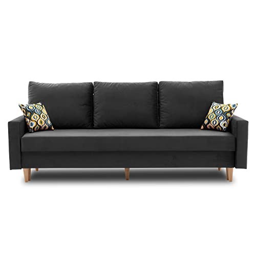 Schlafcouch ETNA PRO und Bettaksen - Modernes Design - Polyurenthanschaum T-30 + bonell (Holzfüße, Kronos 34) von Generic