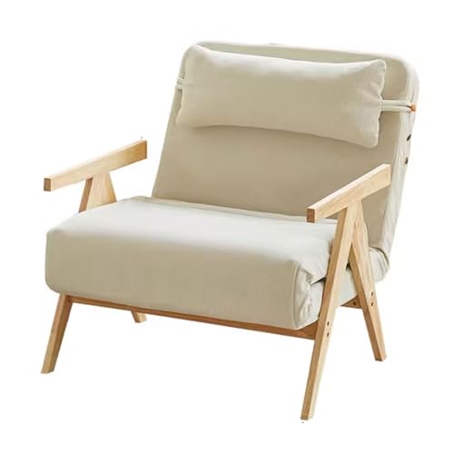 Schlafsessel 3-in-1 Ausziehbares Schlafsofa Mit Bettfunktion Gästebett Klappbar 5-Fach Verstellbare Rückenlehne for Kleinen Raum, Wohnzimmer Breite 55/85 cm(White,55 * 81 * 92cm) von Generic
