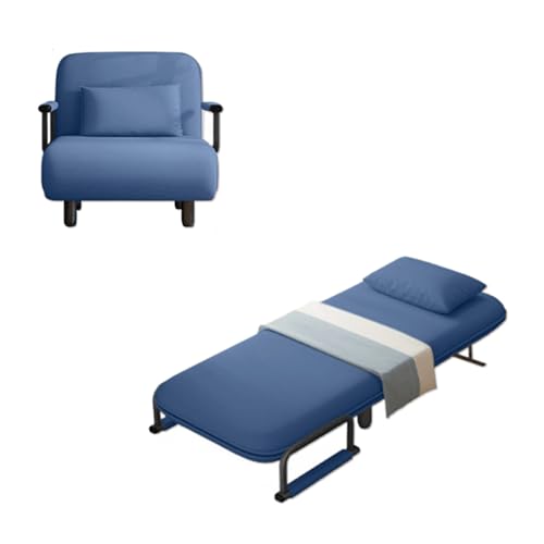 Schlafsessel 3 in 1 Schlafsofa mit Bettfunktion Gästebett Klappbett mit Verstellbarer Rückenlehne Abnembarem Kissen Sofabett Gästebett für Schlafzimmer, Wohnzimmer(Blue) von Generic
