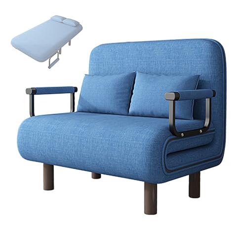 Schlafsessel 3 in 1 mit Schwammmatratze Baumwoll und Leinenstoffe Recamiere mit Schlaffunktion Klappbett mit 5 Fach Verstellbarer Rückenlehne für Wohn, Schlafzimmer(Blue,190 * 80 * 28cm) von Generic