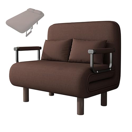 Schlafsessel 3 in 1 mit Schwammmatratze Baumwoll und Leinenstoffe Recamiere mit Schlaffunktion Klappbett mit 5 Fach Verstellbarer Rückenlehne für Wohn, Schlafzimmer(Brown,190 * 100 * 28cm) von Generic