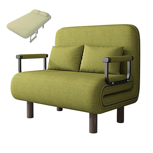 Schlafsessel 3 in 1 mit Schwammmatratze Baumwoll und Leinenstoffe Recamiere mit Schlaffunktion Klappbett mit 5 Fach Verstellbarer Rückenlehne für Wohn, Schlafzimmer(Green,190 * 80 * 28cm) von Generic