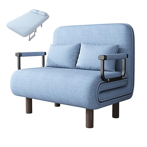 Schlafsessel 3 in 1 mit Schwammmatratze Baumwoll und Leinenstoffe Recamiere mit Schlaffunktion Klappbett mit 5 Fach Verstellbarer Rückenlehne für Wohn, Schlafzimmer(Light Blue,190 * 80 * 28cm) von Generic