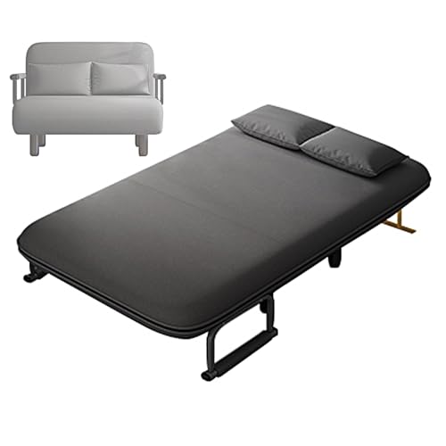 Schlafsessel Klappbar Gästebett mit 5-Fach Verstellbarer Rückenlehne Baumwoll und Leinenstoff Chaiselongue Sofa mit Schlaffunktion für Büro, Wohnzimmer, Schlafzimmer(Gray,100 * 70 * 80cm) von Generic