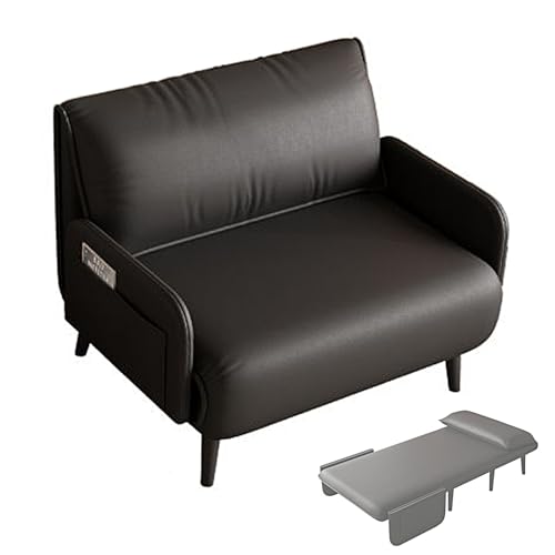 Schlafsessel Klappbar Gästebett mit Bettfunktion Chaiselongue Sofa mit Schaumstoffmatratze Schlafsofa Umwandelbar für Wohnzimmer, Schlafzimmer, Kleines Haus(Black,190 * 120 * 29cm) von Generic