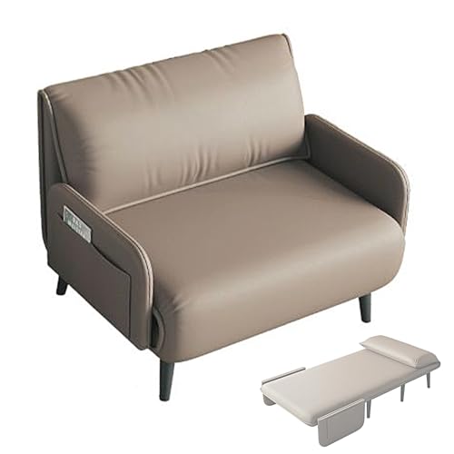 Schlafsessel Klappbar Gästebett mit Bettfunktion Chaiselongue Sofa mit Schaumstoffmatratze Schlafsofa Umwandelbar für Wohnzimmer, Schlafzimmer, Kleines Haus(Khaki,190 * 100 * 29cm) von Generic