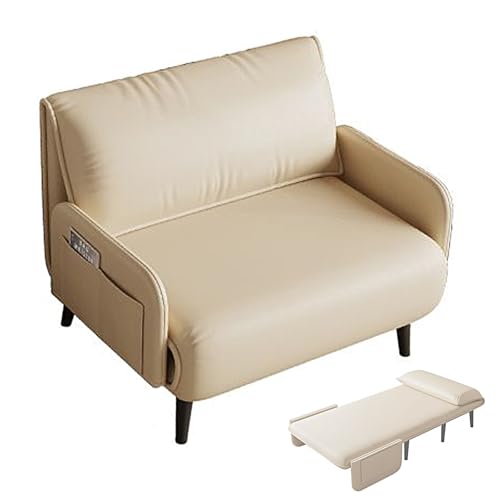 Schlafsessel Klappbar Gästebett mit Bettfunktion Chaiselongue Sofa mit Schaumstoffmatratze Schlafsofa Umwandelbar für Wohnzimmer, Schlafzimmer, Kleines Haus(White,190 * 100 * 29cm) von Generic