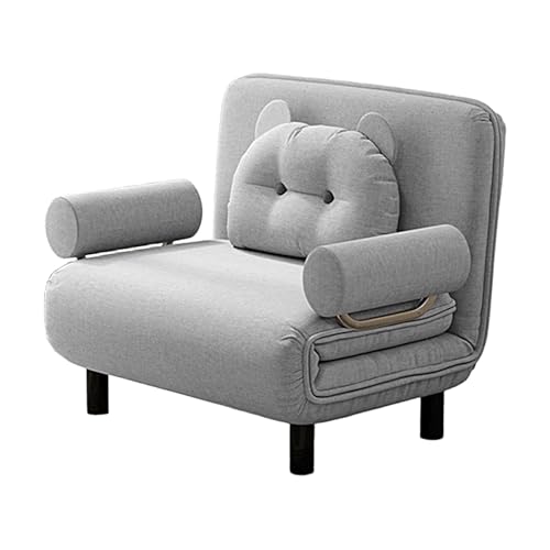 Schlafsessel Klappbar Gästebett mit Matratze und Kissen Chaiselongue Sofa 6 Stufig Verstellbare Rückenlehne Schlafsofa Umwandelbar für Wohnzimmer, Schlafzimmer(Gray,190 * 100 * 26cm) von Generic