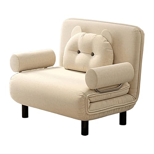 Schlafsessel Klappbar Gästebett mit Matratze und Kissen Chaiselongue Sofa 6 Stufig Verstellbare Rückenlehne Schlafsofa Umwandelbar für Wohnzimmer, Schlafzimmer(Khaki,190 * 100 * 26cm) von Generic