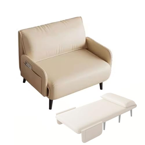 Schlafsessel Klappsofa Mit Schlaffunktion Schlafsofa Umwandelbar Armlehnen Mit Stauraum Kunstleder Metallbeine DREI Veränderbare Konfigurationen(White) von Generic