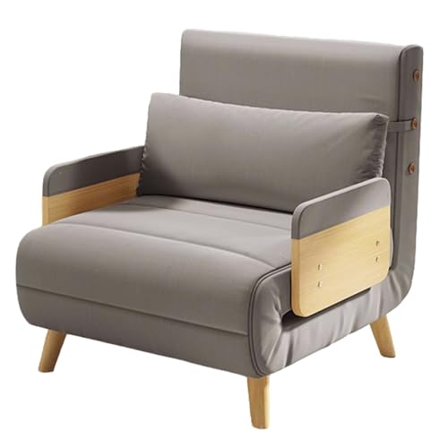 Schlafsessel mit Bettfunktion Abnehmbar und Waschbar Baumwoll-Leinen-Stoff Klappsessel mit Schlaffunktion Rückenlehne in Sechs Stufen Verstellbar Geeignet für Wohnzimmer, Schlafzimmer(Gray) von Generic