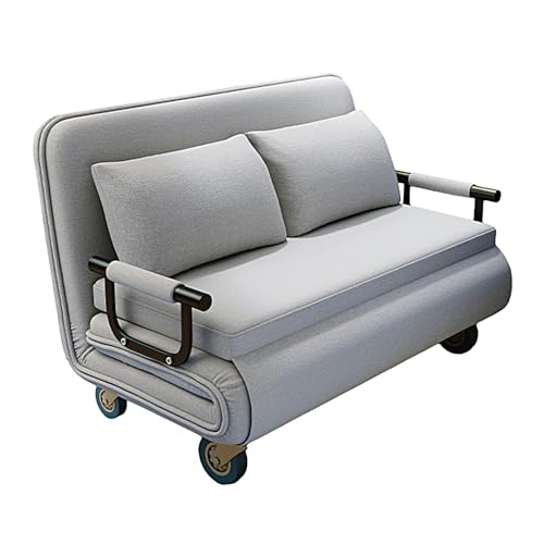 Schlafsessel mit Bettfunktion Gästebett Klappbar mit Rollen und Matratze Liegesessel mit 6-Fach Verstellbarer Rückenlehne Baumwolle und Leinen für Büro, Zuhause(Gray,190 * 117 * 24cm) von Generic