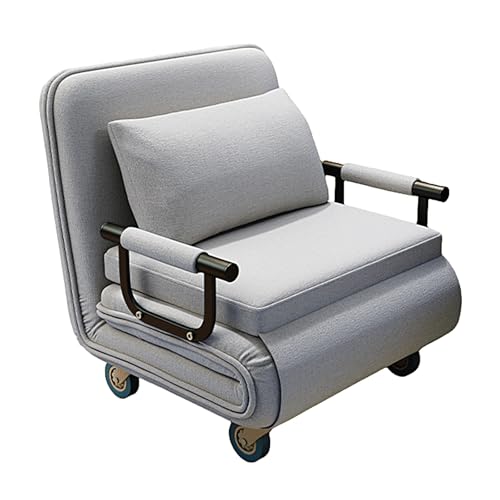 Schlafsessel mit Bettfunktion Gästebett Klappbar mit Rollen und Matratze Liegesessel mit 6-Fach Verstellbarer Rückenlehne Baumwolle und Leinen für Büro, Zuhause(Gray,190 * 77 * 24cm) von Generic
