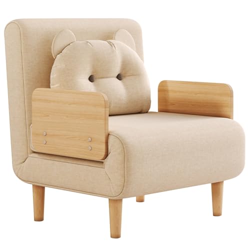 Schlafsessel mit Bettfunktion Multifunktionaler Kompakt Robust Schlafsofa Klappbar mit 5-Fach Verstellbarer Rückenlehne Massivholzbeine für Büro Kleine Häuser(Khaki) von Generic