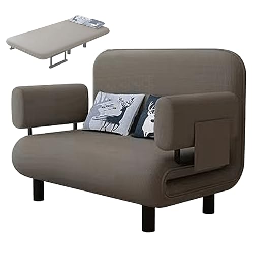 Schlafsessel mit Bettfunktion mit Kissen Baumwolle und Leinen Gästebett Klappbar mit Armlehnen Ergonomie Chaiselongue Sofa für Wohnzimmer, Schlafzimmer(Gray,192x100x28cm) von Generic