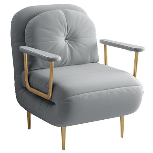 Schlafsofa 1-Sitzer mit Bettfunktion Schlafsessel mit Schlaffunktio mit Verstellbarer Rückenlehne und Kissen, Multifunktionaler Sessel für Kleine Wohnung(Gray,26.77in/68cm) von Generic