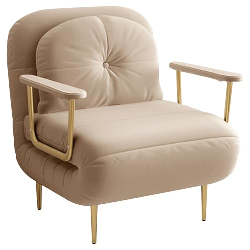 Schlafsofa 1-Sitzer mit Bettfunktion Schlafsessel mit Schlaffunktio mit Verstellbarer Rückenlehne und Kissen, Multifunktionaler Sessel für Kleine Wohnung(Khaki,31.49in/80cm) von Generic