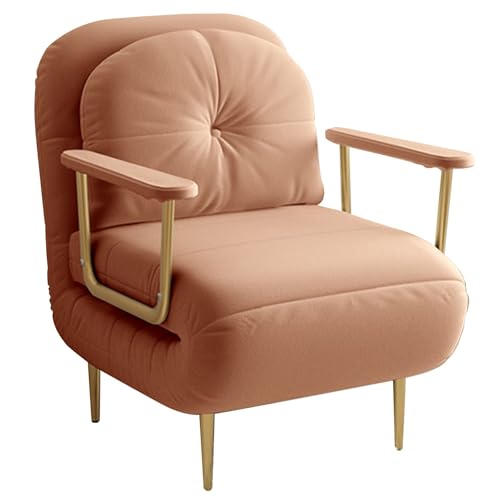 Schlafsofa 1-Sitzer mit Bettfunktion Schlafsessel mit Schlaffunktio mit Verstellbarer Rückenlehne und Kissen, Multifunktionaler Sessel für Kleine Wohnung(Orange,26.77in/68cm) von Generic