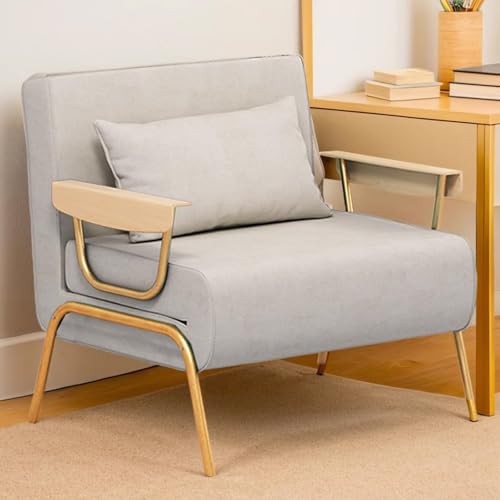 Schlafsofa Klappbar Mit Bettfunktion Schlafsessel 3 In 1 Mit 6-stufig Verstellbarer Rückenlehne Abnehmbare Jacke Mit Reißverschluss Freizeit-Chaiselounge-Couch Für Zuhause Büro(Beige,186 * 64 * 30cm) von Generic