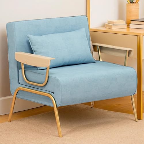Schlafsofa Klappbar Mit Bettfunktion Schlafsessel 3 In 1 Mit 6-stufig Verstellbarer Rückenlehne Abnehmbare Jacke Mit Reißverschluss Freizeit-Chaiselounge-Couch Für Zuhause Büro(Blue,186 * 104 * 30cm) von Generic