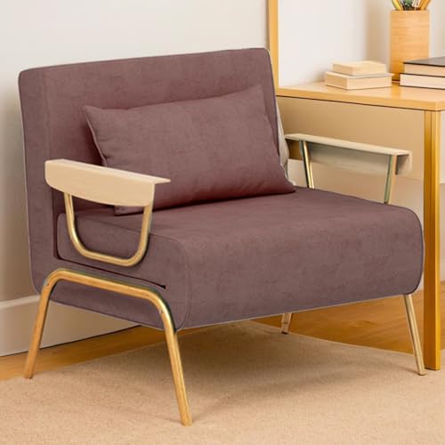 Schlafsofa Klappbar Mit Bettfunktion Schlafsessel 3 In 1 Mit 6-stufig Verstellbarer Rückenlehne Abnehmbare Jacke Mit Reißverschluss Freizeit-Chaiselounge-Couch Für Zuhause Büro(Brown,186 * 64 * 30cm) von Generic