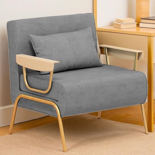 Schlafsofa Klappbar Mit Bettfunktion Schlafsessel 3 In 1 Mit 6-stufig Verstellbarer Rückenlehne Abnehmbare Jacke Mit Reißverschluss Freizeit-Chaiselounge-Couch Für Zuhause Büro(Gray,186 * 104 * 30cm) von Generic