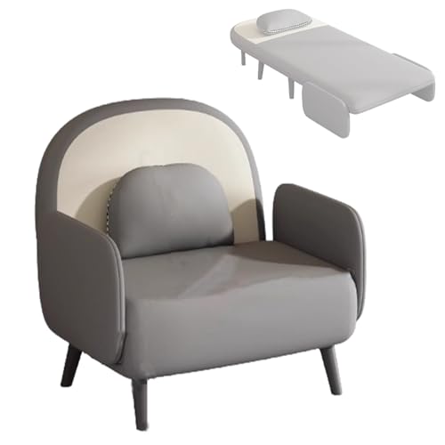 Schlafsofa Sessel Con Schienale Regolabile In 5 Livelli 3 In 1 Umwandelbares Sofabett 2CM Latex & 5CM Schaumstoff Für Wohnzimmer Zuhause Büro Tragfähigkeit Von 250kg(Gray,195 * 70 * 26cm) von Generic