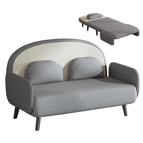Schlafsofa Umwandelbar 3-in-1 Stoff Ergonomie Wohnzimmer Sofa 5-stufige Rückenlehnenverstellung Massivholzbeine Gästebett Belastbarkeit 250 Kg für Wohnzimmer, Schlafzimmer(Gray,195 * 120 * 26cm) von Generic
