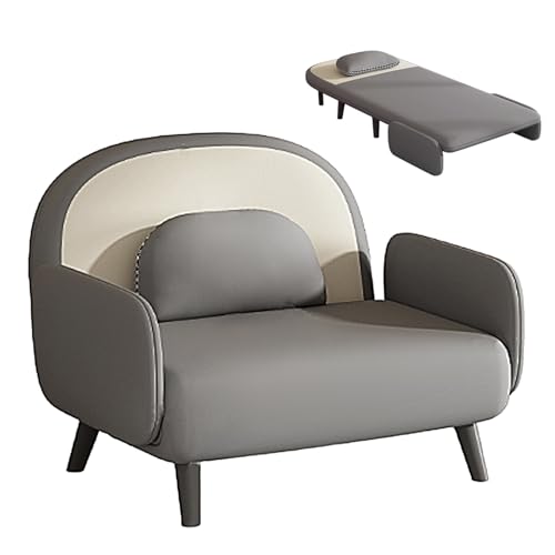 Schlafsofa Umwandelbar 3-in-1 Stoff Ergonomie Wohnzimmer Sofa 5-stufige Rückenlehnenverstellung Massivholzbeine Gästebett Belastbarkeit 250 Kg für Wohnzimmer, Schlafzimmer(Gray,195 * 70 * 26cm) von Generic
