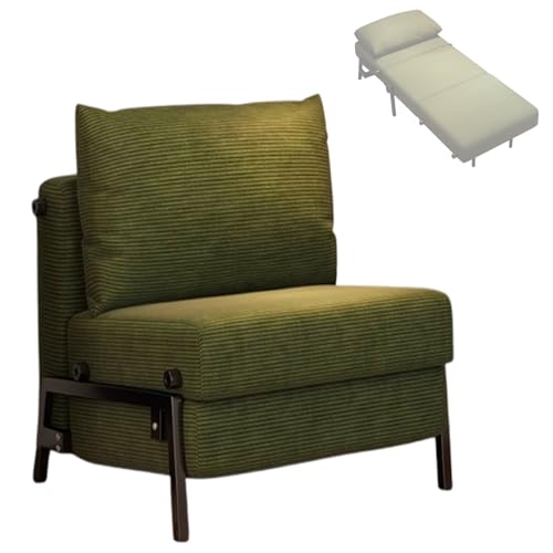 Schlafsofa Umwandelbar Mit Kordstoff Schlafsessel Mit Bettfunktion Kohlenstoffstahlmaterial Hochdichtem Schaum Gästebett Für Schlafzimmer Wohnzimmer(Green) von Generic