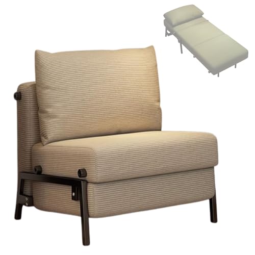 Schlafsofa Umwandelbar Mit Kordstoff Schlafsessel Mit Bettfunktion Kohlenstoffstahlmaterial Hochdichtem Schaum Gästebett Für Schlafzimmer Wohnzimmer(White) von Generic