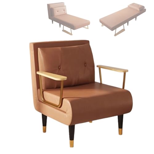 Schlafsofa Umwandelbar Recamiere Mit Bettfunktion Relaxsessel Mit Verstellbare Rückenlehne 6 Liegepositionen Sessel Mit Schlaffunktio Für Kleine Wohnung(Brown,190 * 80 * 30cm) von Generic