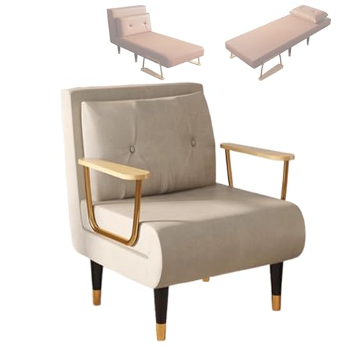 Schlafsofa Umwandelbar Recamiere Mit Bettfunktion Relaxsessel Mit Verstellbare Rückenlehne 6 Liegepositionen Sessel Mit Schlaffunktio Für Kleine Wohnung(Off White,190 * 80 * 30cm) von Generic