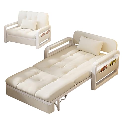 Schlafsofa mit Matratze und Staufach Klappsofa mit Schlaffunktion Bettcouch Wohnzimmer Sofa Gästebett Klappbar für Zuhause und Büro Tragkraft 400kg(White,200 * 82 * 65cm) von Generic