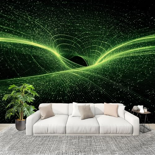 Schlafzimmer Fototapete Wandtapete 400x280 cm, Geometrisches Sci Fi Schwarzes Loch Wandposter, GrüN Moderne Wanddeko Panorama Poster Wohnzimmer Büro Flur Wandtapete Große Wandbilder Schlafzimmer Fototapete Wandtapete 400x280 cm, Geometrisches Sci Fi Schwarzes Loch Wandposter, GrüN Moderne Wanddeko Panorama Poster Wohnzimmer Büro Flur Wandtapete Große Wandbilder von Generic