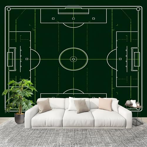 Schlafzimmer Fototapete Wandtapete 400x280 cm, Sport FußBallplatzkarte Wandposter, GrüN Moderne Wanddeko Panorama Poster Wohnzimmer Büro Flur Wandtapete Große Wandbilder von Generic