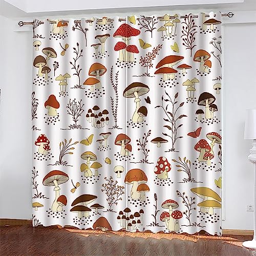 Schlafzimmer Vorhang Verdunkelung Braunroter Pilz Muster Gardinen Blickdicht Mit Ösen, Thermo Vorhänge Für Kinderzimmer Esszimmer Wohnzimmer Fenster Schlafzimmer Vorhang Verdunkelung Braunroter Pilz Muster Gardinen Blickdicht Mit Ösen, Thermo Vorhänge Für Kinderzimmer Esszimmer Wohnzimmer Fenster von Generic