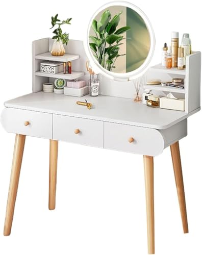 Schlafzimmer Waschtisch Mit Smart Touch Lichtspiegel, Einfacher Kommodentisch Und Nachttisch Integrierte Waschtische Schreibtisch Aufbewahrungsschrank Mit Schubladen, White, 100x40x120 Schlafzimmer Waschtisch Mit Smart Touch Lichtspiegel, Einfacher Kommodentisch Und Nachttisch Integrierte Waschtische Schreibtisch Aufbewahrungsschrank Mit Schubladen, White, 100x40x120 von Generic