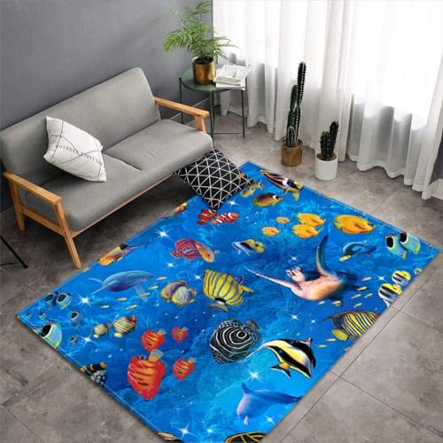 Schlafzimmerteppich, 3D-Druck Tiere Fische, Weicher, Zotteliger Raumteppich, Kinderzimmer, Weicher Und Dicker Flanell 200 X 300 cm - Schmutzabweisend - Leicht Zu Reinigen -766949243868 Schlafzimmerteppich, 3D-Druck Tiere Fische, Weicher, Zotteliger Raumteppich, Kinderzimmer, Weicher Und Dicker Flanell 200 X 300 cm - Schmutzabweisend - Leicht Zu Reinigen -766949243868 von Generic