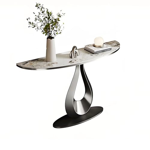 Schlanker Konsolentisch in Moderner Luxus Edelstahlrahmen Schmaler Eingangstisch mit Schlankem Sofatischdesign, Dekorative Konsole für Flur(Gray,120 * 35 * 85cm) von Generic