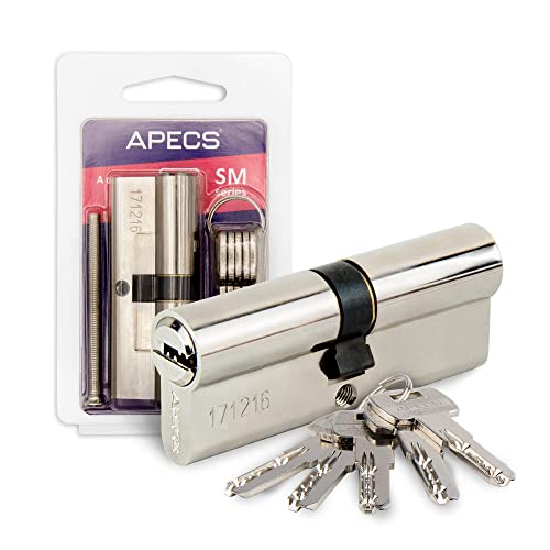 Generic APECS Zylinderschloss Profilzylinder 50/50 mm für Türschloss Haustür mit 5 Schlüsseln Modell SM-100 50/50 von Generic