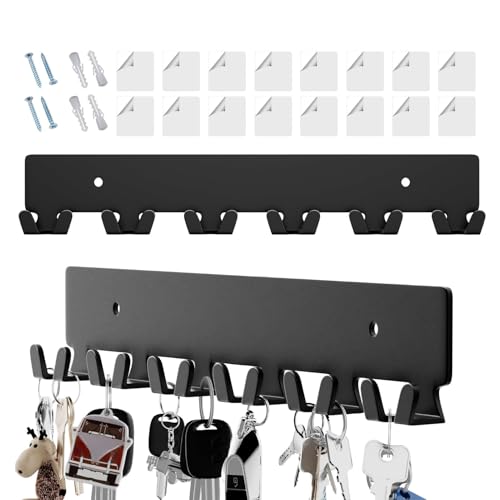 Schlüsselhalter Wandmontage, Schlüsselhaken zur Wandmontage - Schlüsselhalter mit 12 Haken - 2x selbstklebender Metallaufbewahrungsorganisator mit Montagezubehör für EV von Generic