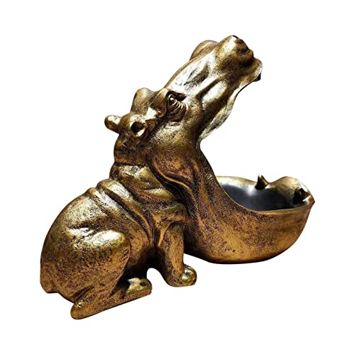 Schlüsselschale aus Kunstharz zur Aufbewahrung von Nilpferd,Home Decor 3D Nilpferd Statue Skulptur Tischdekoration,Miniatur Figur Kleinigkeiten Aufbewahrungsbox Modernes Wohnzimmer Schreibtisch von Generic