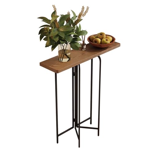 Schmal Konsolentisch 60–120 cm, Moderne Holz Konsole mit Schwarzem Metallgestell & Abgerundeten Kanten, Enger Flurtisch, Wohnzimmer Beistelltisch(Walnut,120x22x90cm) von Generic