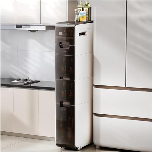 Schmaler Aufbewahrungsschrank für die Küche, Badezimmer-Schubladenaufbewahrung aus Kunststoff, Kleiner Badezimmer-Bodenschrank, freistehender Toilettenpapierhalter mit Rollen of Schmaler Aufbewahrungsschrank für die Küche, Badezimmer-Schubladenaufbewahrung aus Kunststoff, Kleiner Badezimmer-Bodenschrank, freistehender Toilettenpapierhalter mit Rollen of von Generic