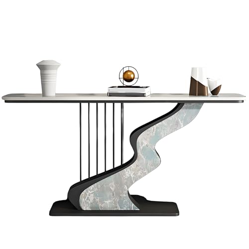 Schmaler Konsolentisch Beistelltisch mit Edler Gesteinsplatte Nordisches Schlicht Modernes Design Halbrunde Dekotisch für Wohnzimmer, Flur Oder Eingangsbereich(Green,100 * 30 * 80cm) von Generic