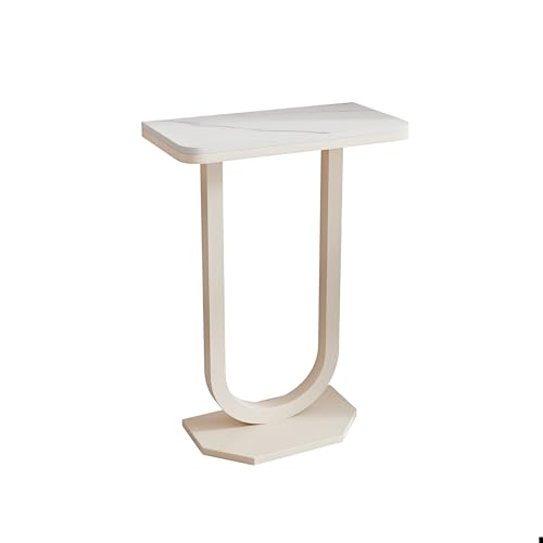Schmaler Konsolentisch Eingangsbereich Dekos mit Steinplatte Verstärkte Breite Basis für Flur Hinter Dem Sofa Diele, Einfacher Aufbau(White1,50 * 30 * 75cm) von Generic