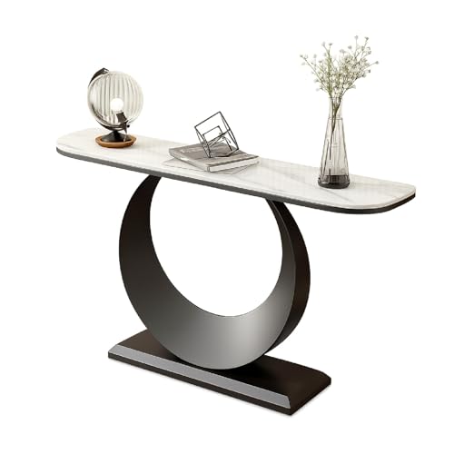 Schmaler Konsolentisch Flurtisch mit Steinplatte Dekorativer Wandtisch für Flur, Schlafzimmer, Wohnzimmer Oder Eingangsbereich Im Modernen Stil(Black,100 * 30 * 80cm) von Generic