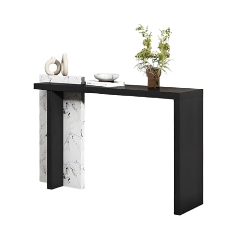 Schmaler Konsolentisch French Light Luxury Solid Wood Beistelltisch Black Frame Antis Collision Beistelltisch für Flur, Schlafzimmer, Wohnzimmer, Foyer(Black,140 * 35 * 85cm) von Generic